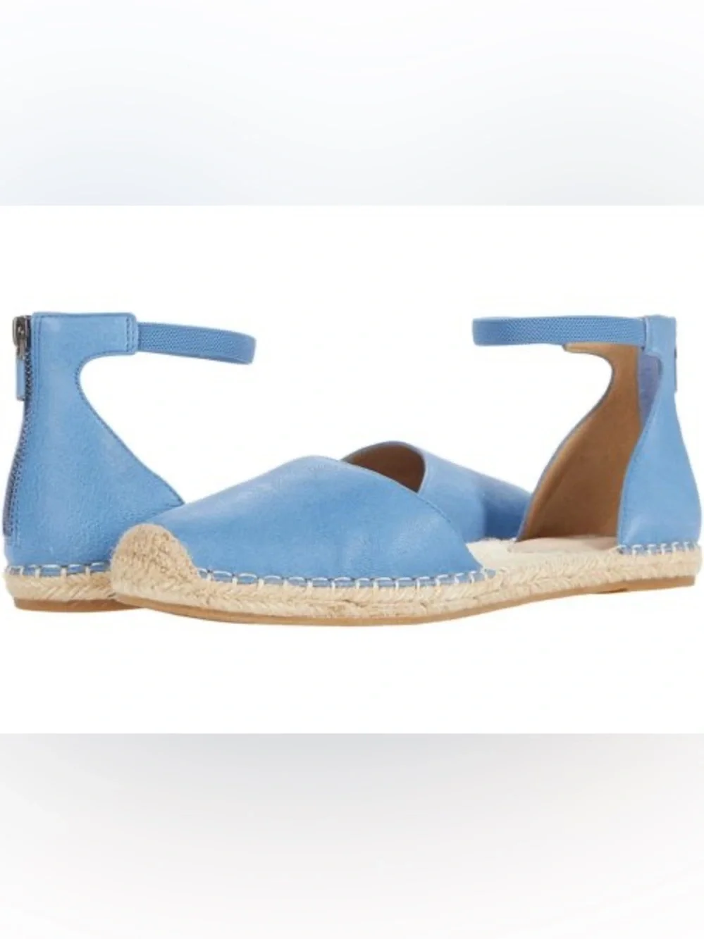 NEW! Eileen Fisher Lala Tumbled Leather Espadrille Flats. 9.5.